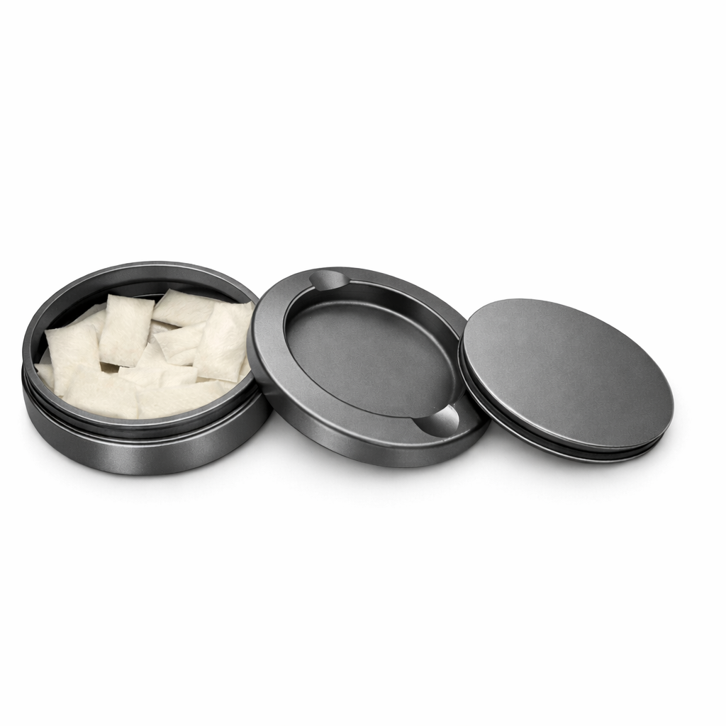 DeckyGo Gray Nicotine Pouch Storage Tin