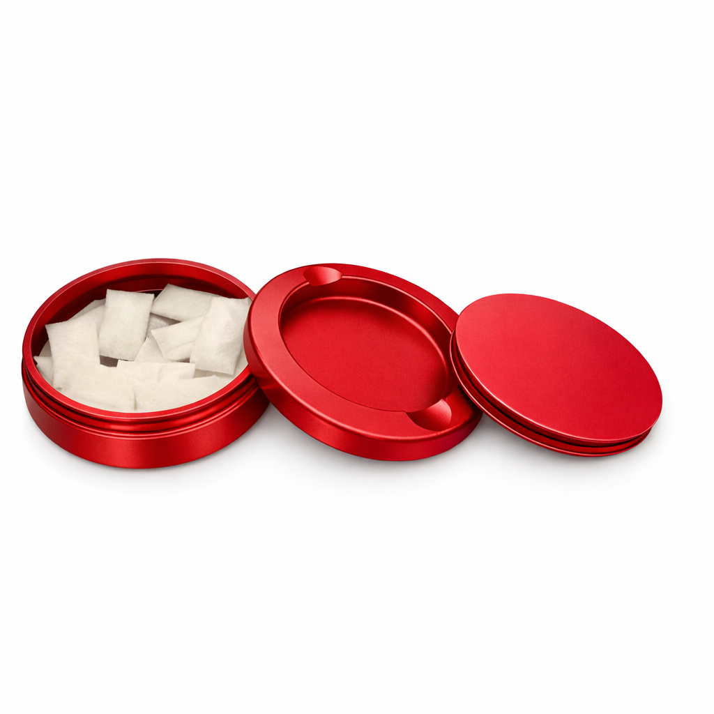 DeckyGo Red Nicotine Pouch Storage Tin